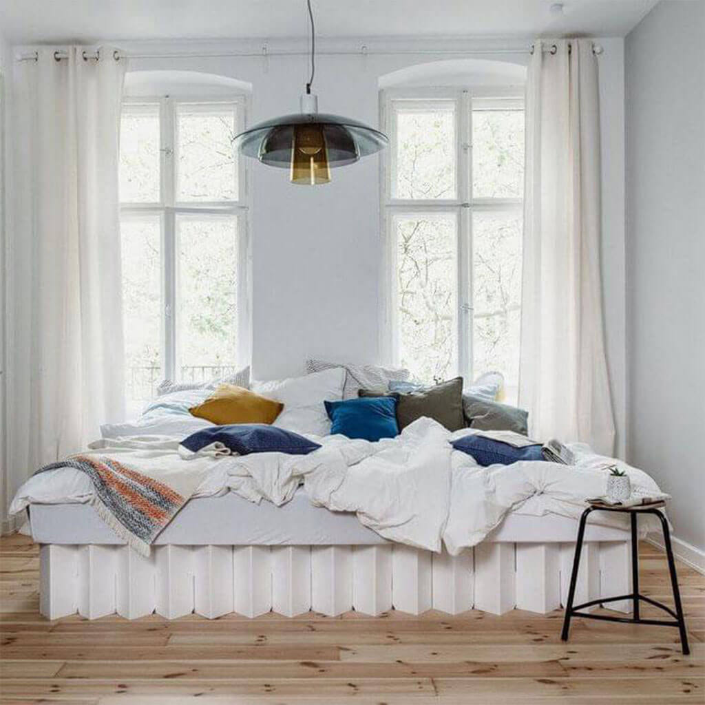 RIAB Family Bed 2.0 made of corrugated cardboard white