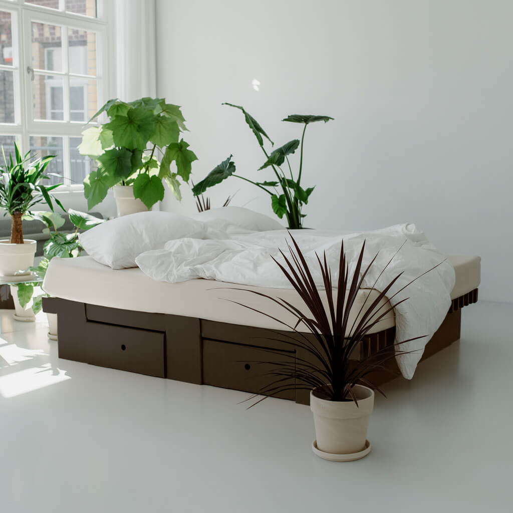 ROOM IN A BOX storage bed black with drawers, mattress and bed linen