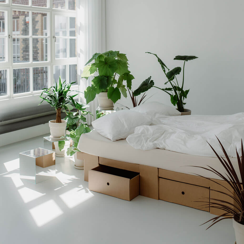 ROOM IN A BOX storage bed natural with drawers, mattress and bed linen